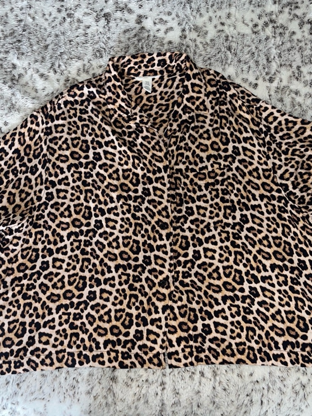H&M Leopard Print Button-Up in Tan and Black